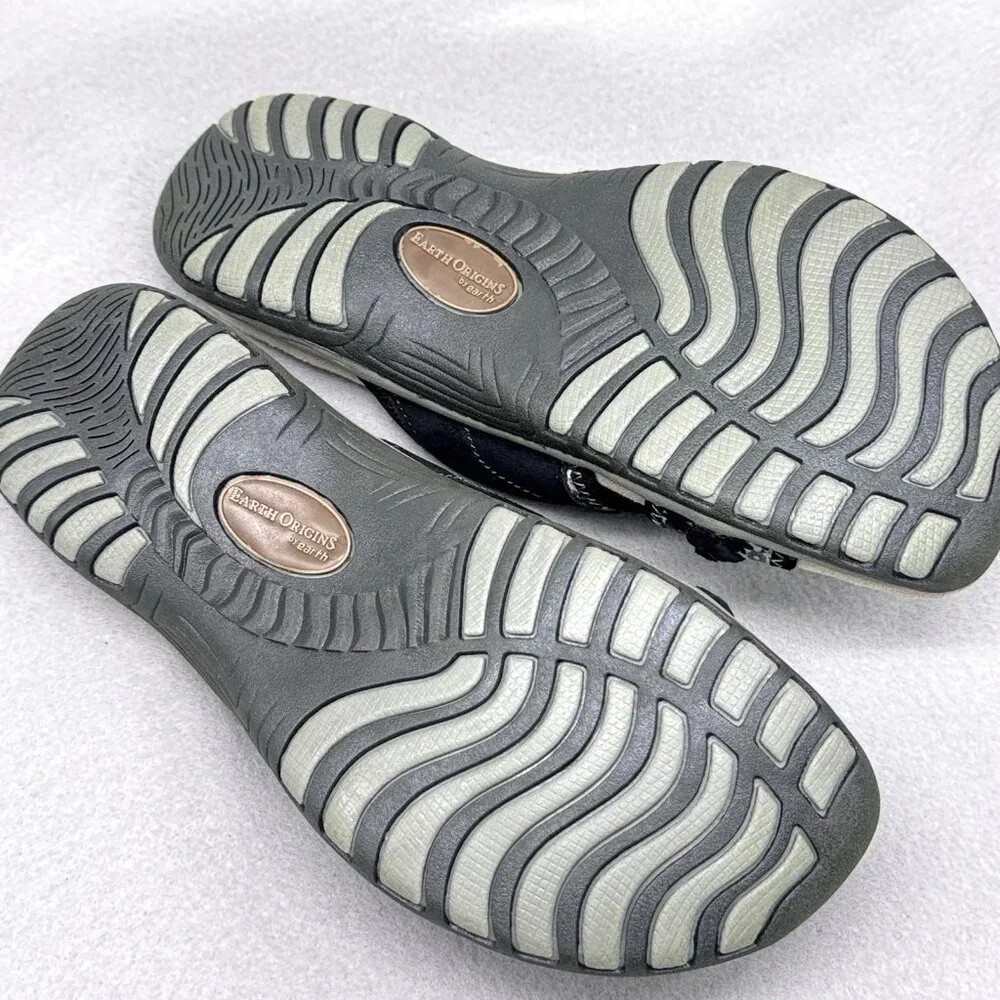 Womens Earth Origins Sandals Black Suede Floral Slides Adjustable Strap Sz 8.5 - Picture 5 of 10